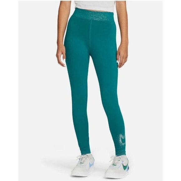 NEW! Nike Bright Spruce Stardust Teal High Waisted Leggings Plus Size 3X Pants - Picture 1 of 9